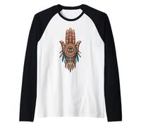 Hamsa Eye Protection Hand Amulet Luck Charm Spiritual Raglan Baseball Tee