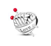Hamsa Fatima Unicorn Moon Star Giraffe Cat Dog Evil Eye Charm Bead Pendant 925 Sterling Silver Compatible With Pandora Charm Moments Bracelet (I Love Knitting Knit Ball Of Wool Yarn)