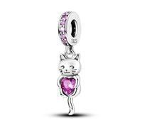 Hamsa Fatima Unicorn Moon Star Giraffe Cat Dog Evil Eye Charm Bead Pendant 925 Sterling Silver Compatible With Pandora Charm Moments Bracelet (Cat kitten I Love You Heart Pet Memorial)