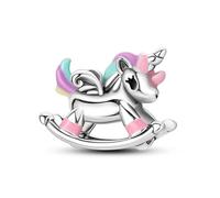 Hamsa Fatima Unicorn Moon Star Giraffe Cat Dog Evil Eye Charm Bead Pendant 925 Sterling Silver Compatible With Pandora Charm Moments Bracelet (Unicorn Rainbow Rocking Horse Pony)