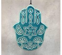 Hamsa Hamsa Ceramic Amulet - Evil Energy Protection Amulet Personal Vibration Protection (Turquoise Green)
