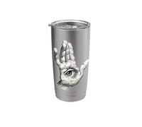 Hamsa Hand Blackwork Minimal Eye Stainless Steel Insulated Tumbler