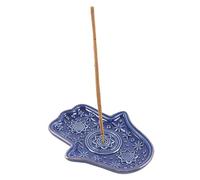Hamsa Hand Ceramic Incense Dish | Dark Blue Trinket Holder | Spiritual Protection Decor | Mystical Jewellery Dish