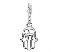 Hamsa Hand Charm Chai Jewish protection from evil Clip on Lobster Claw Clasp Dangle Charm (B: Style)