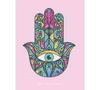 Hamsa Hand Notebook: Pink Boho Style Design Yoga Notebook Lined Paper Bohemian Hamsa Hand Evil Eye Protection Journal Diary Composition Book (8.5 x 11 Large)