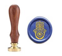 Hamsa Hand Wax Seal Stamp with Wooden Handle, Offering Happiness, Luck, Health, and Good Fortune, Idea for Wedding Invitations Card Envelope Decoration (Hamsa Hand 3)