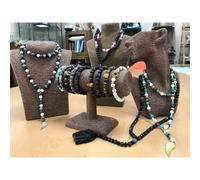 Hamsa / Pink & Black - Gemstone Necklace