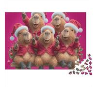 Hamster 1000 Piece Jigsaw Puzzles Five Hamster in Santa Outfits Adults Aged 12 And Above Educational Game Beautiful Decoration Challenge High Difficulty Birthday Gifts 70x50cm/1000pcs