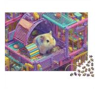 Hamster 1000 Piece Jigsaw Puzzles Hamster in Colorful Cage for Adult Educational Games Beautiful Decoration Challenge High Difficulty Birthday Gifts 38x26cm/1000pcs