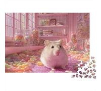 Hamster 1000 Piece Jigsaw Puzzles Hamster in Pink Candy Room for Adult Educational Game Beautiful Decoration Difficult Challenging Birthday Gifts 52x38cm/1000pcs