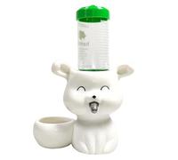 Hamster 2-in-1 Bunny-Shaped White Ceramic Water Bottle Holder & Food Bowl for Gerbils Small Animals,Cute Accessory(Water Bottle Included)