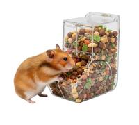 Hamster Automatic Feeder,300ml/400ml High-Transparency Acrylic Gerbils Food Dispenser Raised Side Guards for Hamsters Mice Parrots Rats Small Sized Pets