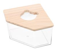 Hamster Bath Box for Small Animals Acrylic Shower Room | Lidded Sand Bath Container, Easy to Clean and Store, Cage Decoration, Mouse Use, Wood Detail