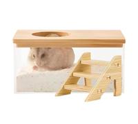 Hamster Bath Sand Container - Small Square 15.5x10.5x6Cm Transparent Pet Box, House, Pentagonal Animal Toilet With Viewing Design And Easy Cleaning PET Wood Structure | Cage Hygiene Use For Home