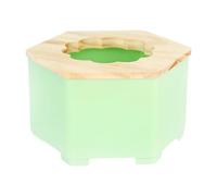 Hamster Bath Sandbox Container Toilet Wood to Clean Detachable Flower Lid Suitable for Gerbils Small Pets, Green