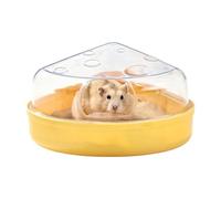 Hamster Bath Tub - Clear Cheese-shaped Fun Container | Hamster Cage Accessories - for Bathing Playing Exploring Toilet Gerbil Litter Home Hiding Playground Travel