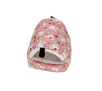 Hamster Bed Cave Cozy Hamster House Rest Sleeping Nest for Bearded Dragon, Pink Cartoon Pattern, 8x8cm