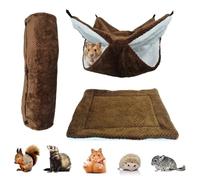 Hamster Bed - Cave Tunnel | Ferret Hammock - 3 Piece Sugar Glider Double Layer Hammock Hamster Mat And Hiding Tunnel 12in Soft All-season Home Pet Comfort