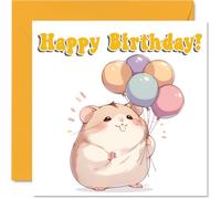 Hamster Birthday Cards - Balloon Animals - Happy Birthday Card for Son Daughter Brother Sister Grandson Granddaughter Niece Nephew Cousin, 145mm Bday Greeting Cards