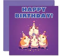 Hamster Birthday Cards for Her Him - Party Animals Pyramid - Happy Birthday Card for Mum Dad Brother Sister Auntie Uncle Cousin Friend Family Colleague 145mm x 145mm Bday Greeting Cards