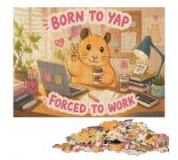 Hamster Born to Yap Forced to Work Jigsaw Puzzle for Adults, 500 Pieces | For gifting: Jigsaw Puzzle - border-first or section-first building options on quiet evenings.