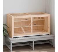 Hamster Cage 104x52x54 cm Solid Fir Wood with Wire Mesh and Tray | Fir wood sturdy, openable roof, front mesh viewing, pull-out tray, multi-pet suitable