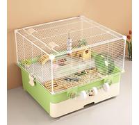 Hamster Cage, 2-Floors Hamster Habitat Small Animal Critter Enclosure, Mouse Gerbil Reptiles Palace Rat Habitat Cage (Green)