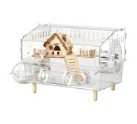 Hamster Cage, 2-Layer Clear Acrylic Enclosure, Gerbil Cage With Balance Wheel, House, Water Bottle, Food Bowl, Small Animal Habitat For Syrian, Hamster, Mouse, Rates
