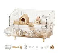 Hamster Cage - 2-Layer Clear Acrylic Habitat, Small petHouse, Transparent Hamster Enclosure | Large Ventilated petHabitat for Indoor Outdoor(A)
