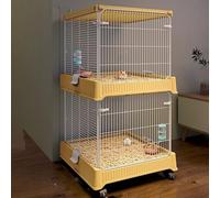Hamster Cage, 2-Layer Guinea Pig Cage Encrypted Iron Mesh, 360° Movable Casters for Raising 2-3 Small Pets(C2)
