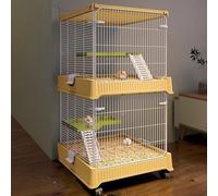 Hamster Cage, 2-Layer Guinea Pig Cage Encrypted Iron Mesh, 360° Movable Casters for Raising 2-3 Small Pets(C3)