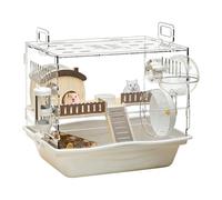 Hamster Cage - 2-Tier Acrylic Clear House | Transparent Small Animal Cage With Exercise Wheel, Bottle &, Ideal For Hamster, Gerbil, Mice & Chinchilla Rest & Play