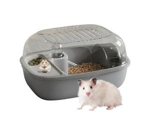 Hamster Cage 2 Tier Clear Small Animal Activity House with Running Wheel | Complete Habitat for Small Hamsters with Accessories for Indoor, Home, Outdoor or Travel, 12.2 x 9