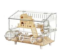 Hamster Cage, 2-Tier Transparent Run | Large Hamster Cage for Small Animals such as Guinea Pigs, Observation at Home or