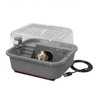 Hamster Cage - 30x25x19cm Transparent Quiet Running Wheel, PP Material Heated Habitat, Double-Tier Warm Cage Design With USB Plug-In Heating Pad | Medium Animal House For Squirrel And Gerbil, Apartmen