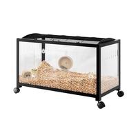 Hamster Cage, 360° View, Transparent Hamster Habitat, Small Animal Cage, Ventilated Mice Cage with Front Door, Rat Cage, Portable Hamster House for Rats, Guinea Pigs, 96 x 47 x 50 cm