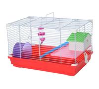 Hamster Cage 47x30x27cm Plastic Red White 2-Level Travel Box w/ Accessories Kit