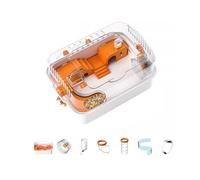 Hamster Cage - Chinchilla Cage - Large Villa - Acrylic Terrarium Small House - 20 * 14 * 11in - Large Space, for Eating, Drinking and Playing(Orange)