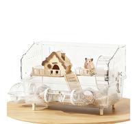 Hamster Cage - Clear Acrylic Transparent Small, 12.99 inches Pet Habitat Enclosure, Large Ventilated Hamster House for Indoor Outdoor Use, Elevated Observation Breeding Home for Hamsters