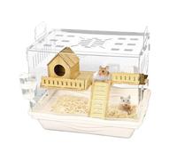 Hamster Cage - Clear Enclosure, Caress Habitat Observation Box | Ventilated Animal Home With Escape-Proof Lid And Base Tray For Rodents Housing Setup Apartment Use Kid-Friendly Accessories Living Nest