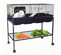 Hamster Cage Complete Starter Kit, Small Animal Habitat with Removable Base & Storage Shelf, Rolling Pet Cage with Feeding Bottle, Food Bowl, Hay Feeder for Guinea Pig, Chinchilla, Gerbil, Hedgehog or