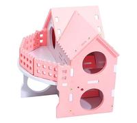 Hamster Cage Double Deck Hamster Nest Villa House Small Pet Cage Toy Pink Cottage With Stairs