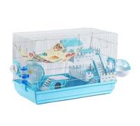 Hamster Cage Double layered Spacious Golden Bear Nest Villa Hamster Travel Cage(Blue)