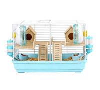 Hamster Cage Double Room Easy to clean with handles for convenient movement(Blue)