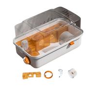 Hamster Cage Double Tiers with Water Bottle Multipurpose House Habitat for Gerbils Hedgehog Bunny Small Animals- orange