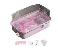 Hamster Cage Double Tiers with Water Bottle Multipurpose House Habitat for Gerbils Hedgehog Bunny Small Animals- pink