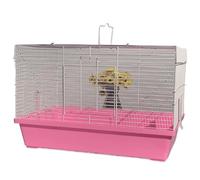 Hamster Cage Elevated chassis hamster cage small pet villa home indoor(Pink)