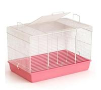 Hamster Cage Elevated tray metal transparent encrypted household hamster cage(Pink)