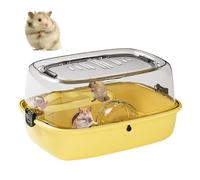 Hamster Cage for Syrian Hamsters, 43 x 30 x 25 cm Large Cage for Syrian Hamsters, Leak-proof Boiler Gerbil Cage with Silent Wheel, Portable Carrier and Living Space for Hamsters, Mice and