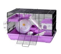 Hamster Cage Hamster cage castle breeding Golden Bear double-layer with running wheels(Purple)